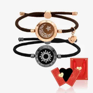 [Connected in Red Gift Packaging] Sun&Moon Touch Bracelets with Milan Rope (Black Brown)