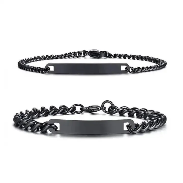 Couple Custom Name & Date Bar Bracelets – Personalized Gift for Men