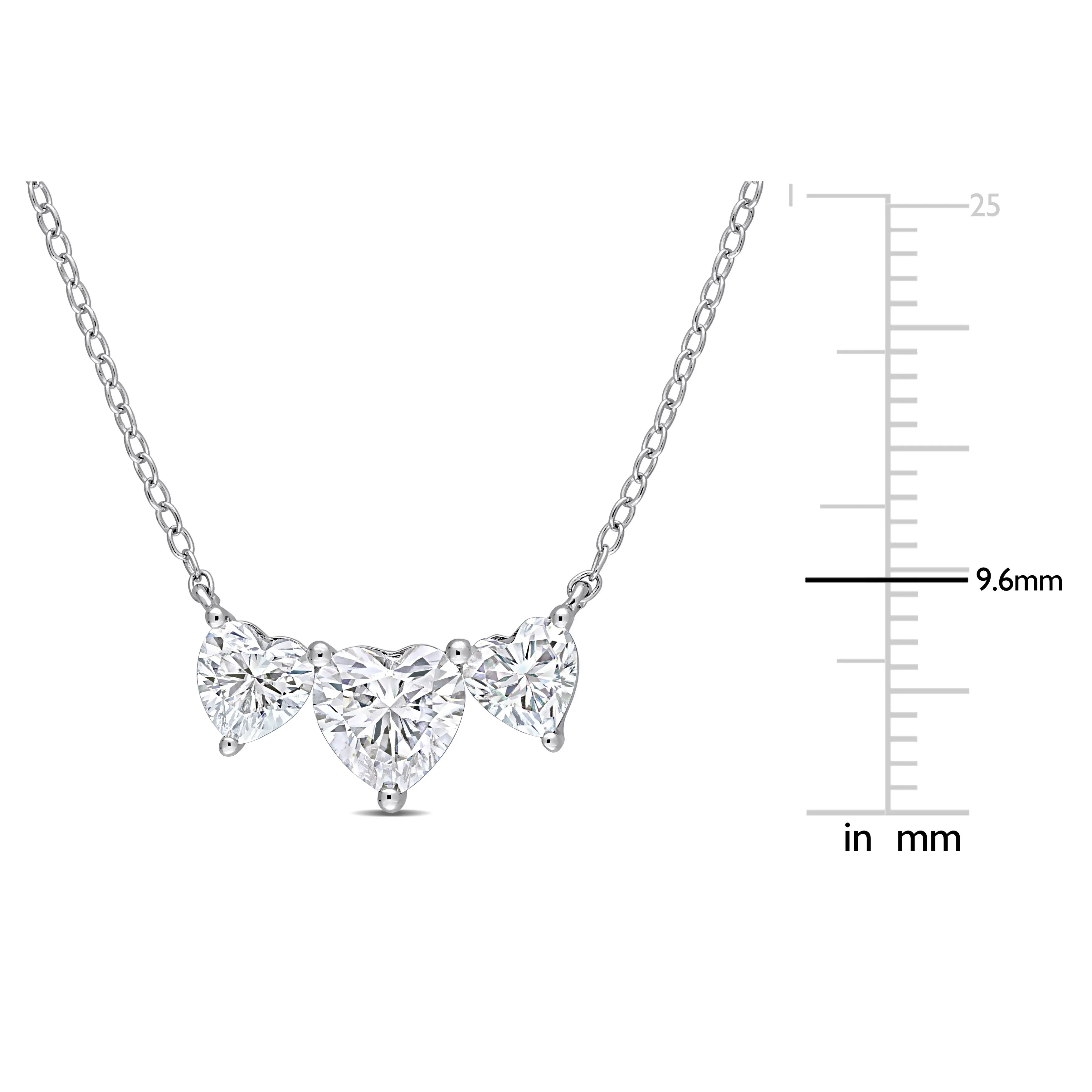 Created forever 3 Stone Station Moissanite Necklace