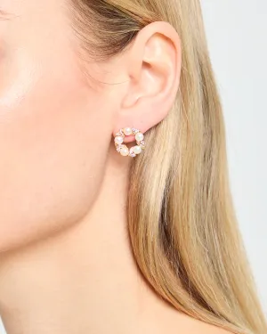 Crystal Pearl Round Stud Earrings