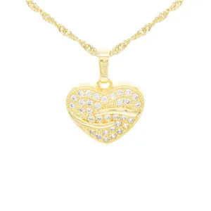 Cubic Zirconia 14K Gold Filled Heart Pendant Necklace Set