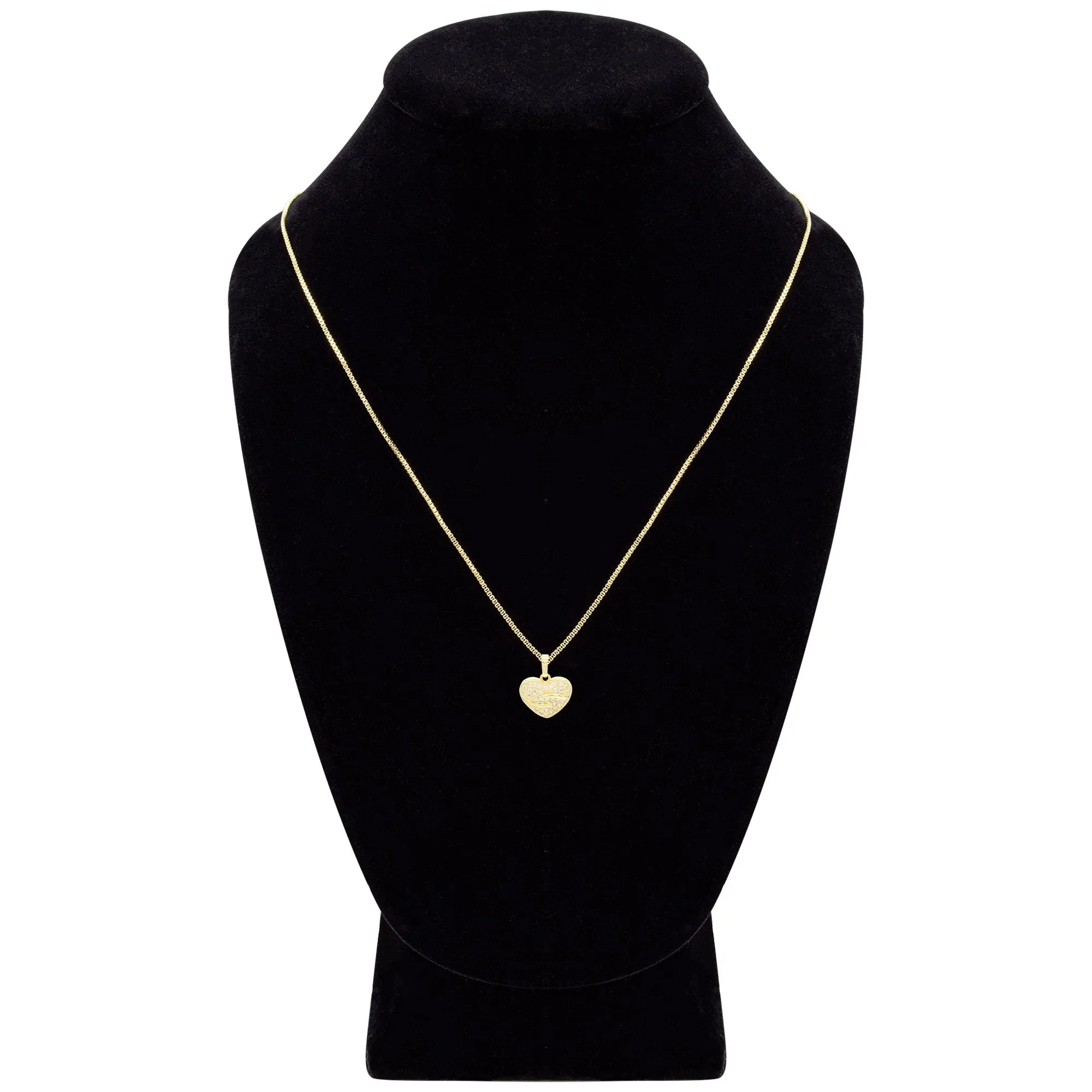 Cubic Zirconia 14K Gold Filled Heart Pendant Necklace Set