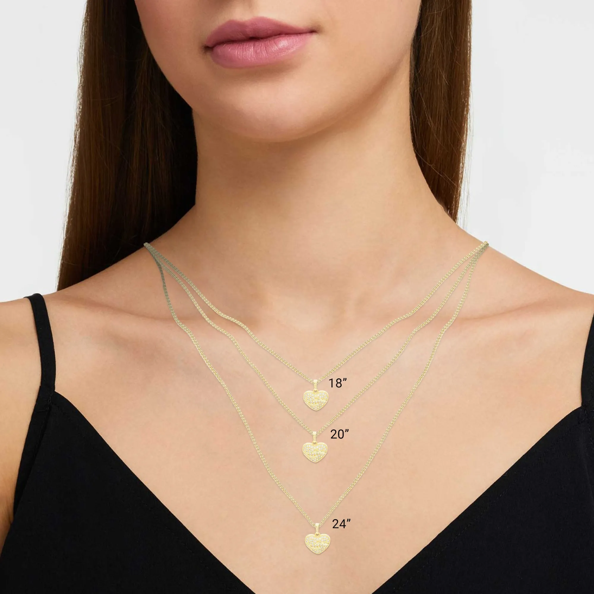 Cubic Zirconia 14K Gold Filled Heart Pendant Necklace Set