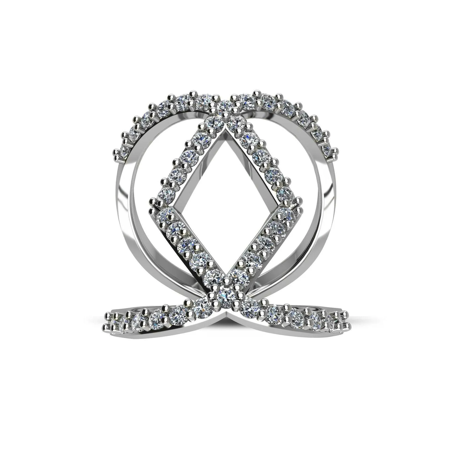 Cubic Zirconia Fashion Geo Ring in Sterling Silver