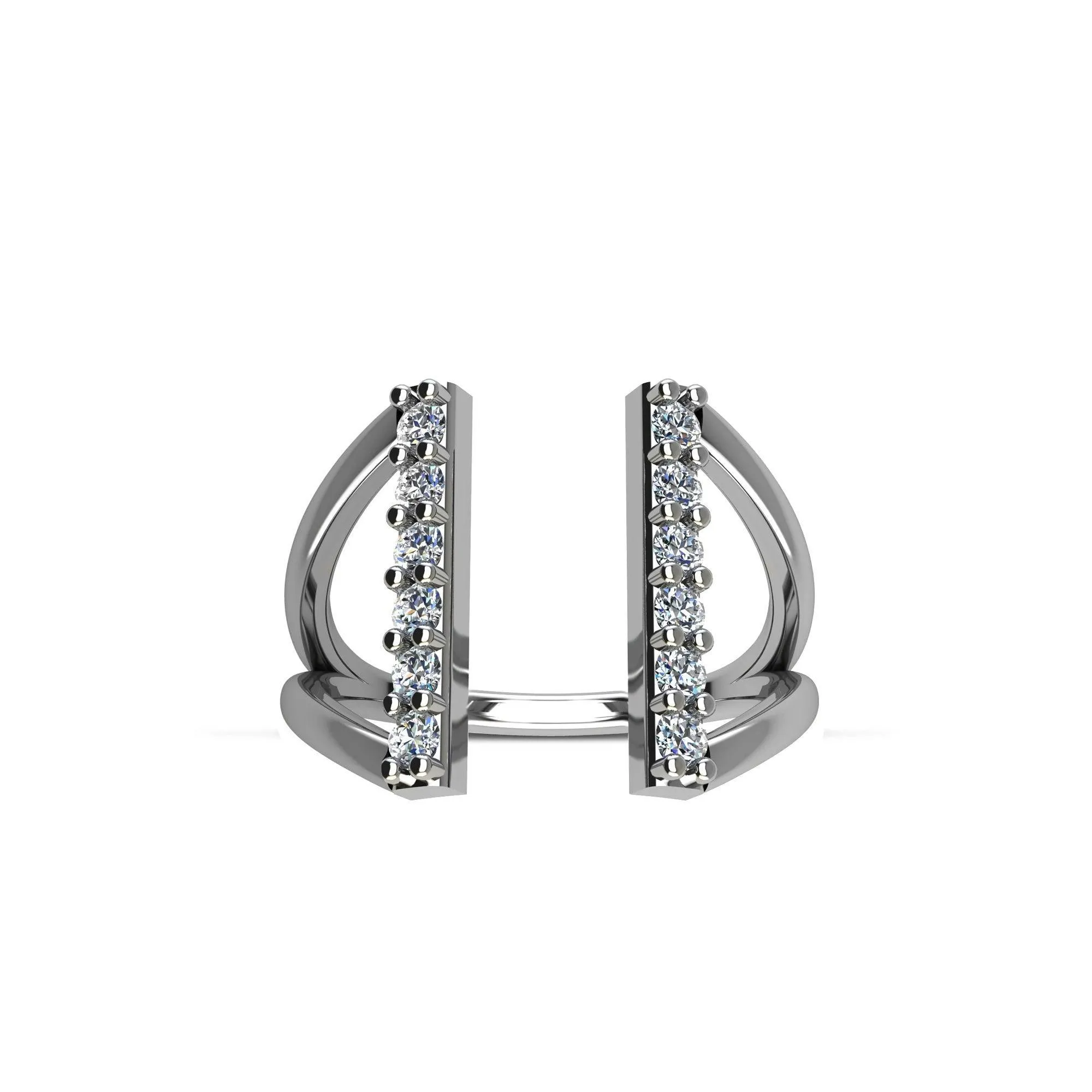 Cubic Zirconia Fashion Geometric Ring in Sterling Silver