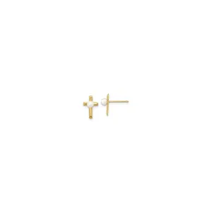 Cultured Pearl Cross Post Earrings (14K)