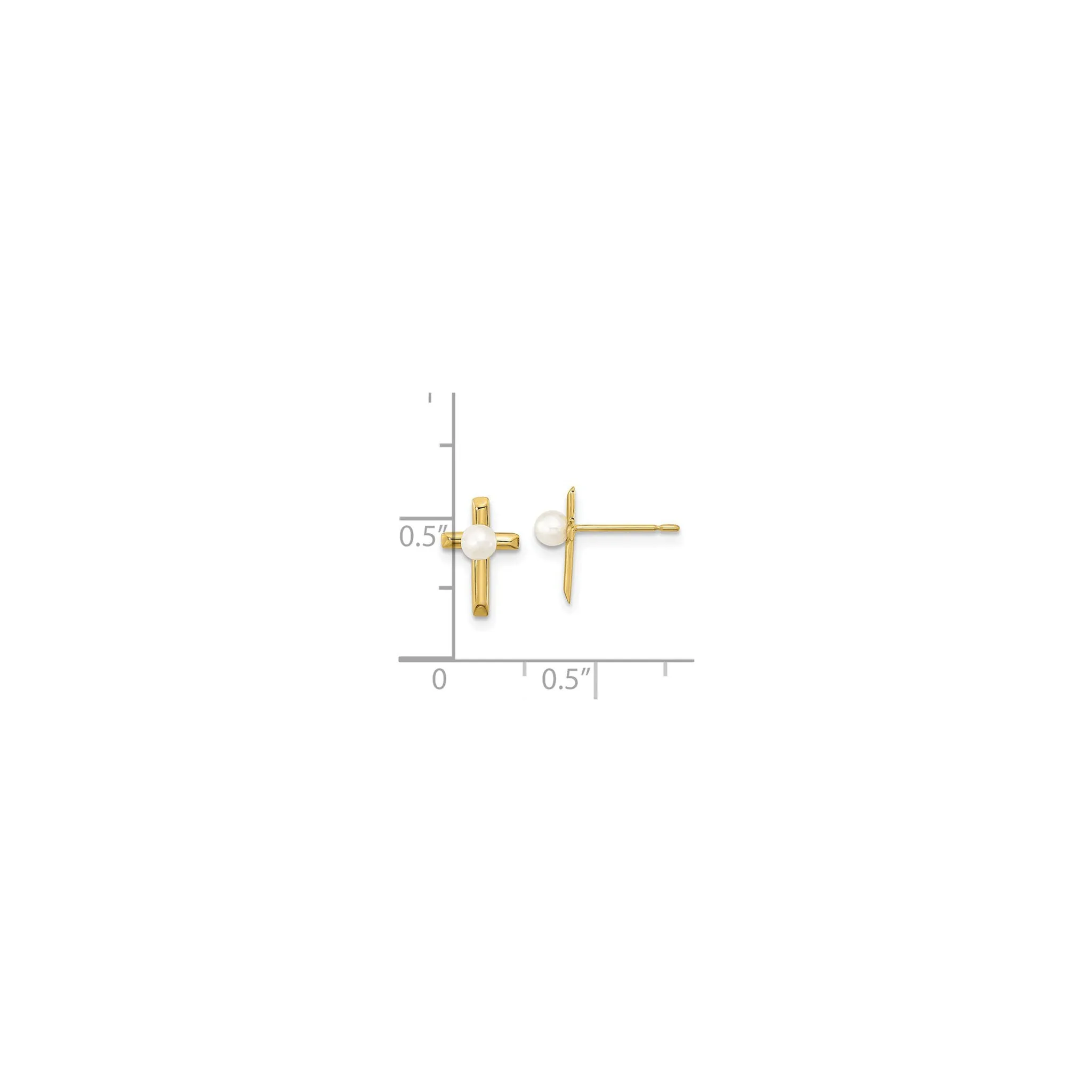 Cultured Pearl Cross Post Earrings (14K)