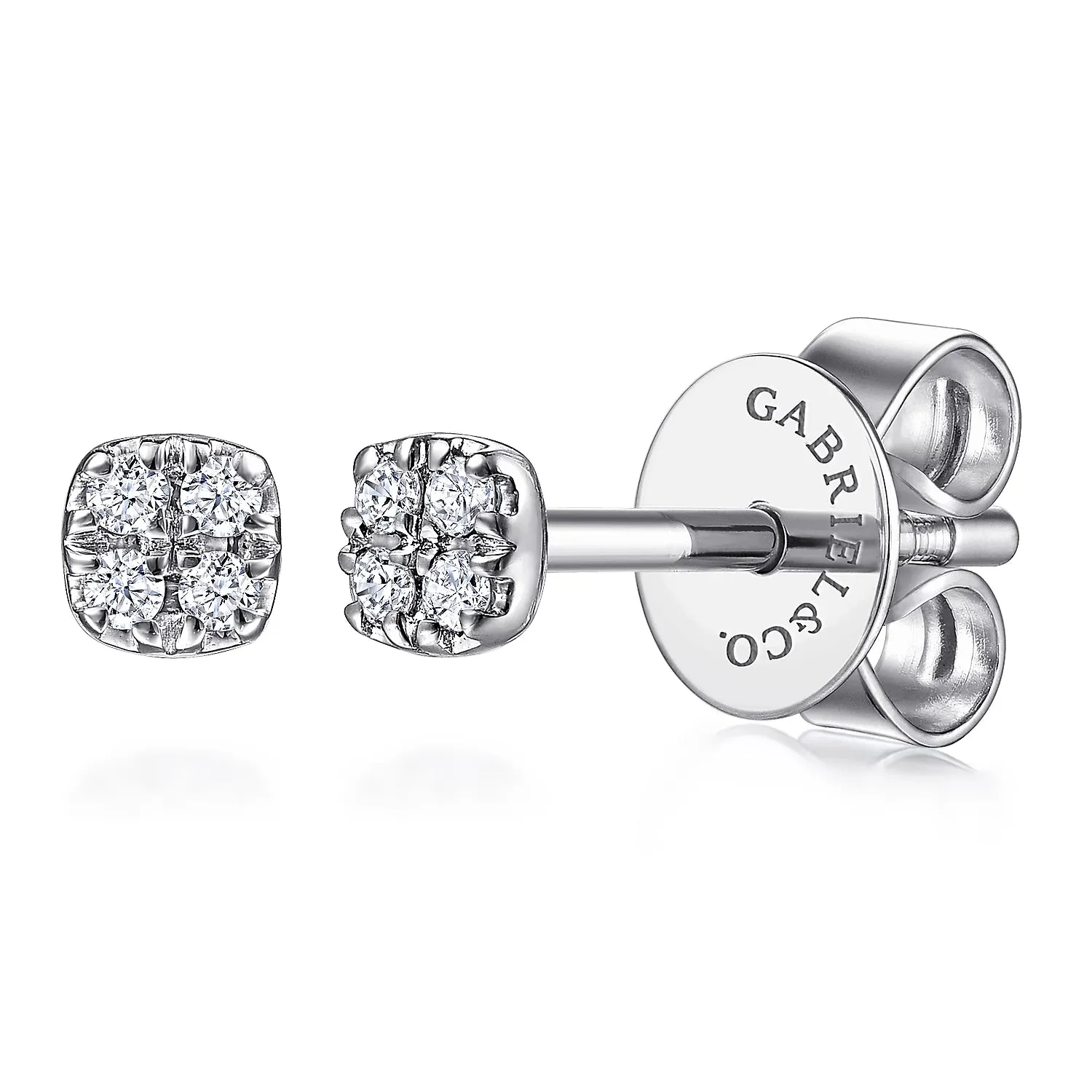 Cushion Shape Pave Diamond Stud Earrings