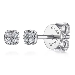 Cushion Shape Pave Diamond Stud Earrings