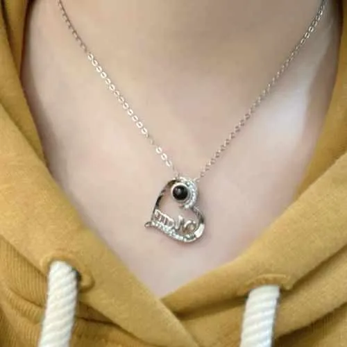 Custom Photo Silver Projection Necklaces -Mom