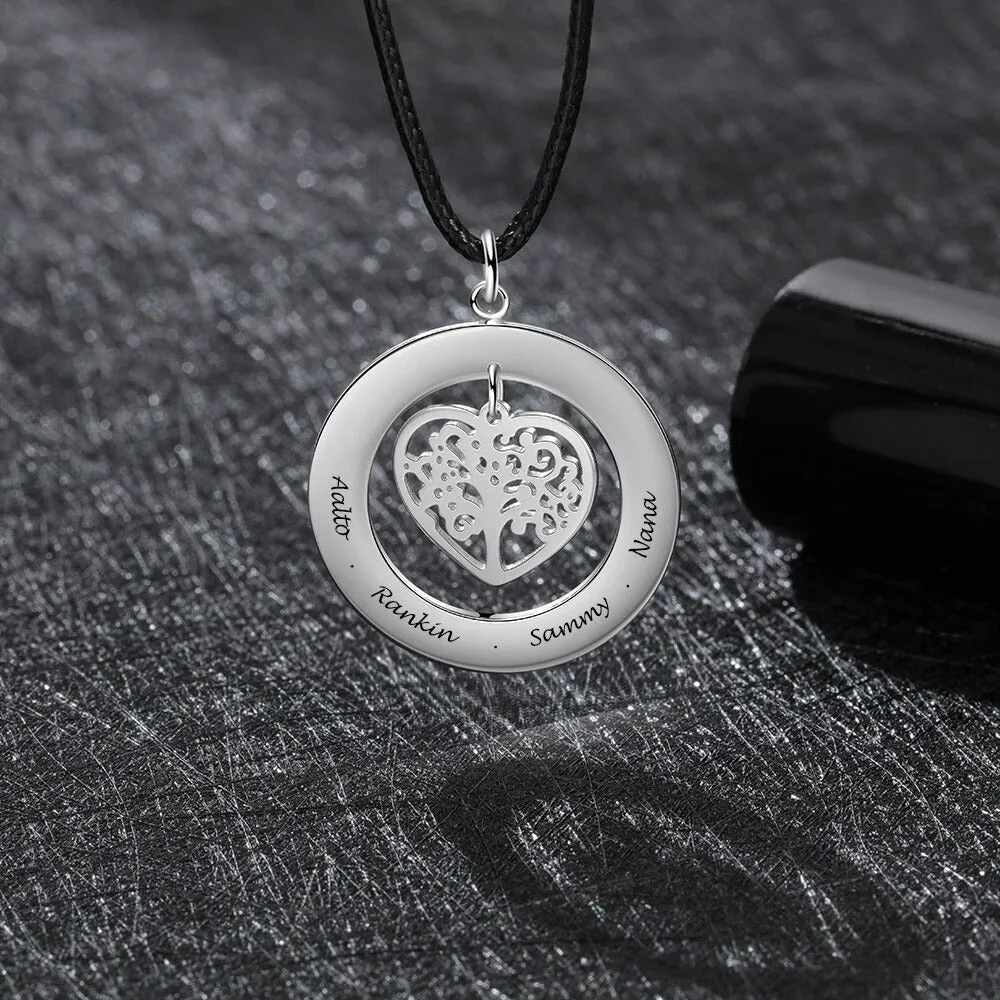 Customized 4 Names Tree of Life Men Necklace