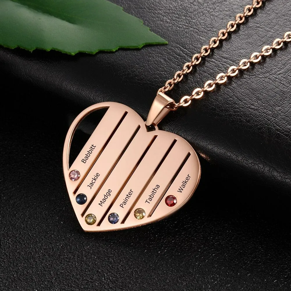 Customized Family Heart Necklace