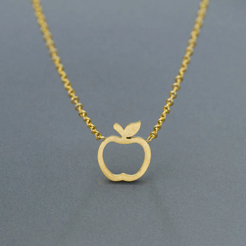 Cute Apple Pendant Necklaces Stainless Steel Long
