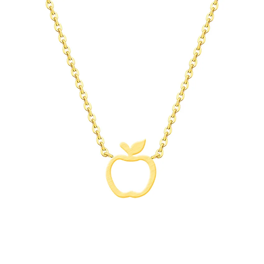 Cute Apple Pendant Necklaces Stainless Steel Long