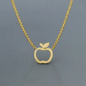 Cute Apple Pendant Necklaces Stainless Steel Long