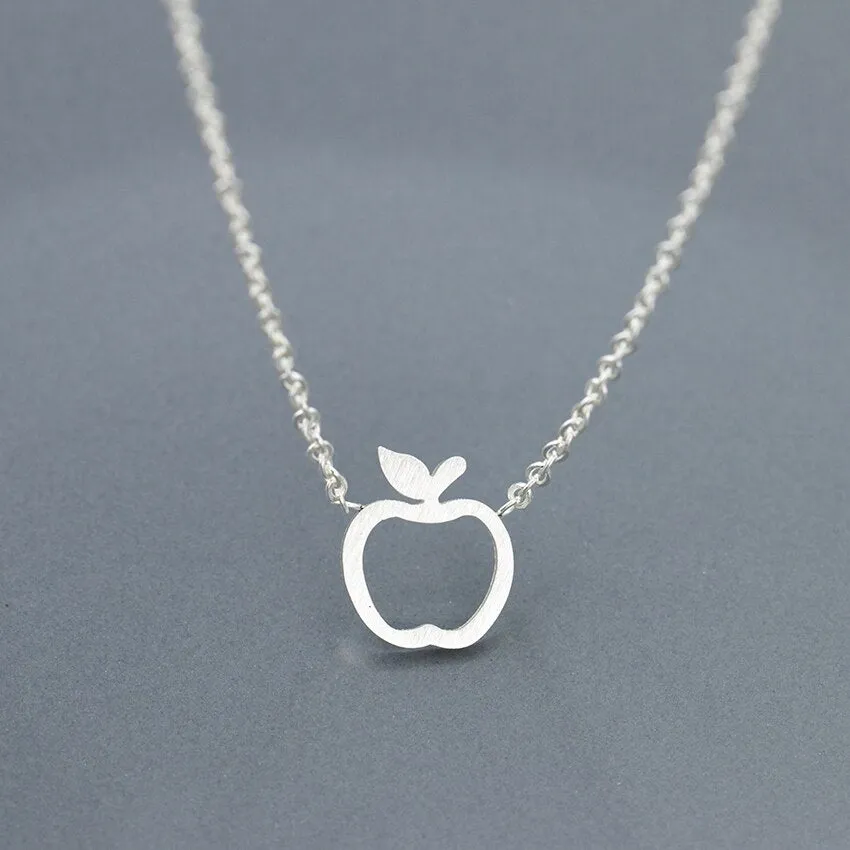 Cute Apple Pendant Necklaces Stainless Steel Long