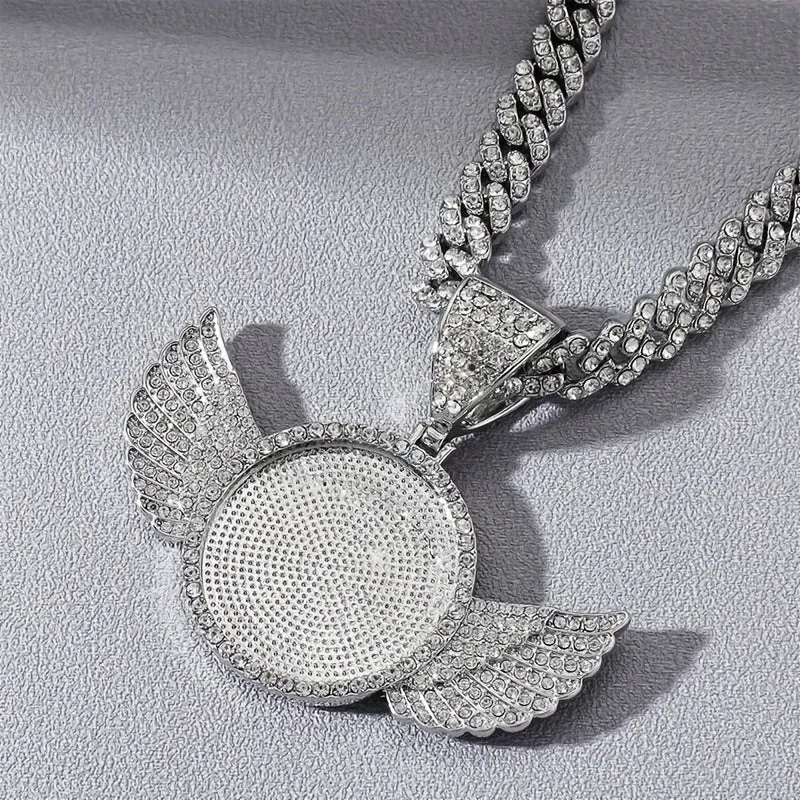 CZ Angel Wings Heart Medallion Necklace 45-72 cm