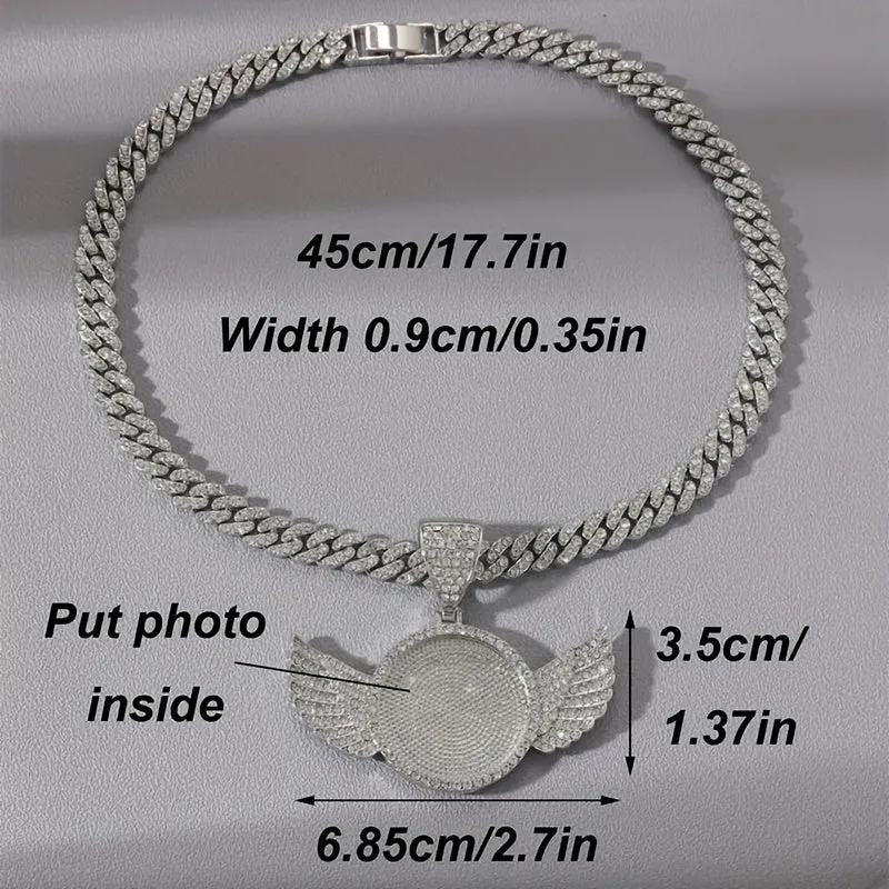 CZ Angel Wings Heart Medallion Necklace 45-72 cm