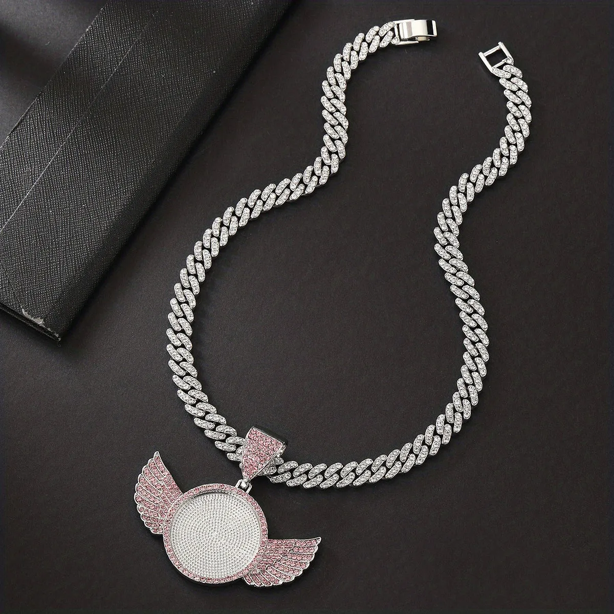 CZ Angel Wings Heart Medallion Necklace 45-72 cm