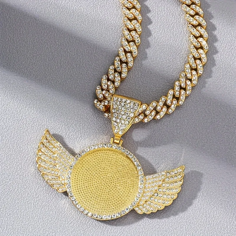 CZ Angel Wings Heart Medallion Necklace 45-72 cm