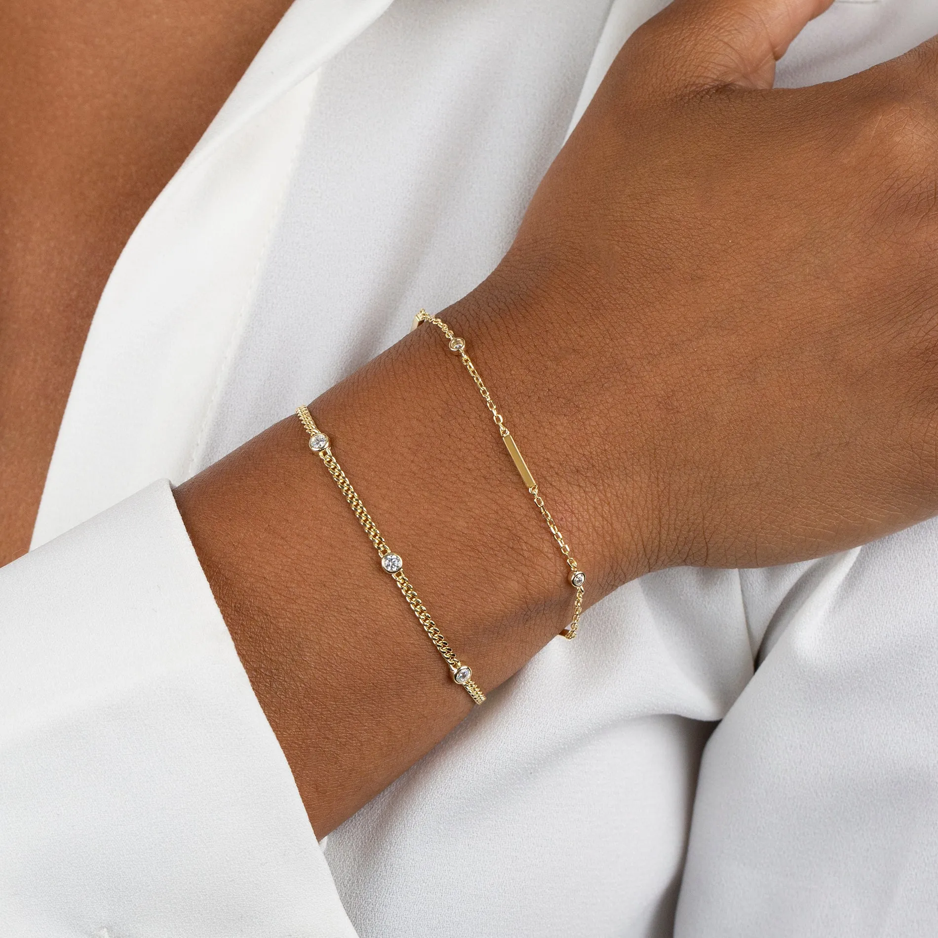 CZ Bezel Cuban Chain Bracelet