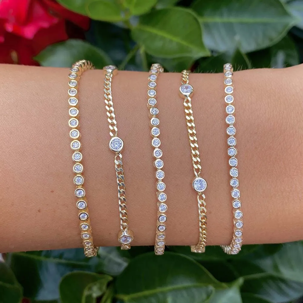 CZ Bezel Cuban Chain Bracelet