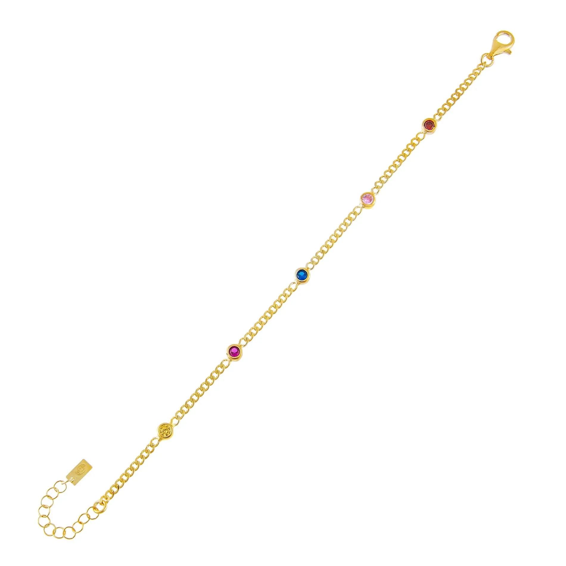 CZ Colored Cuban Chain Bracelet