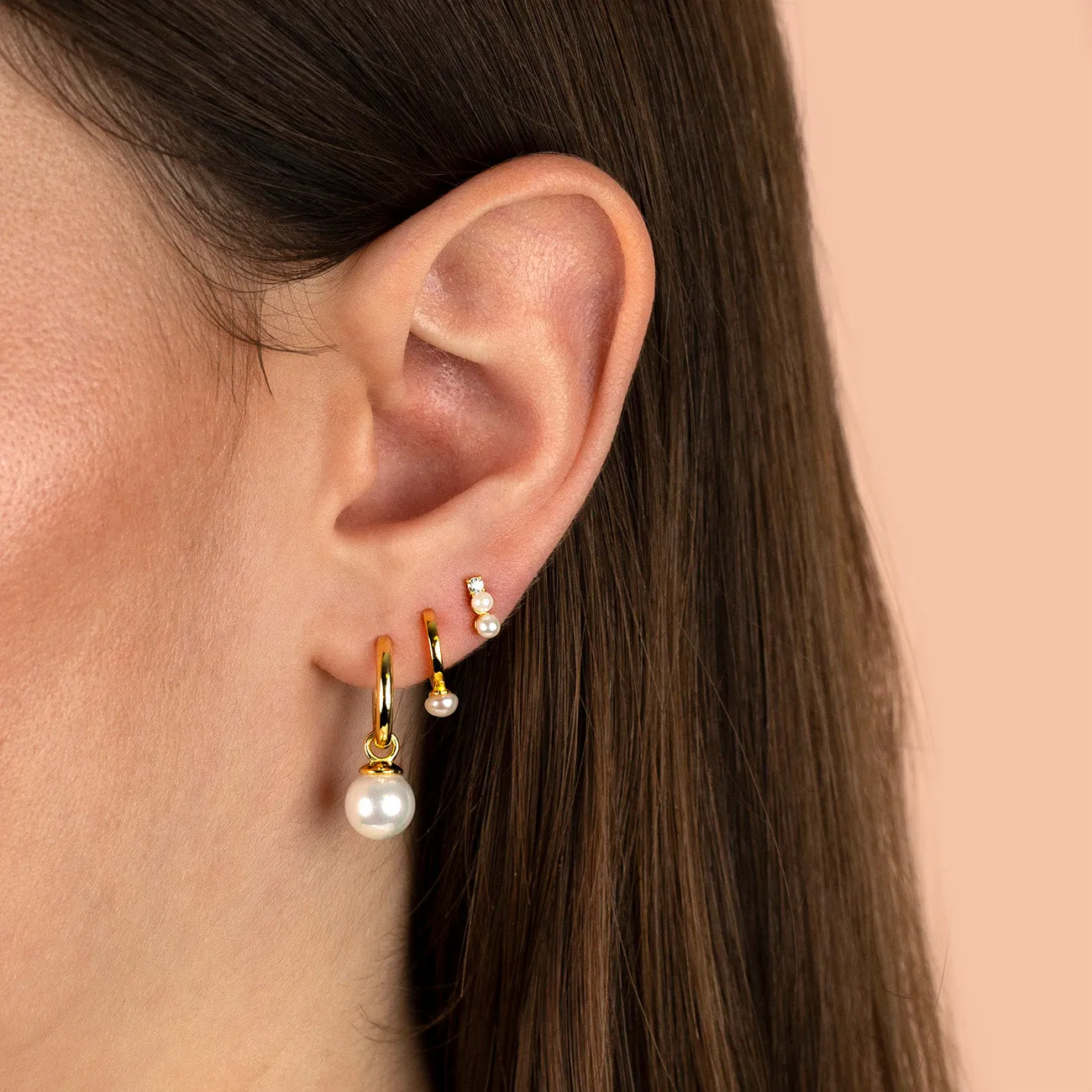 CZ Double Pearl Stud Earring