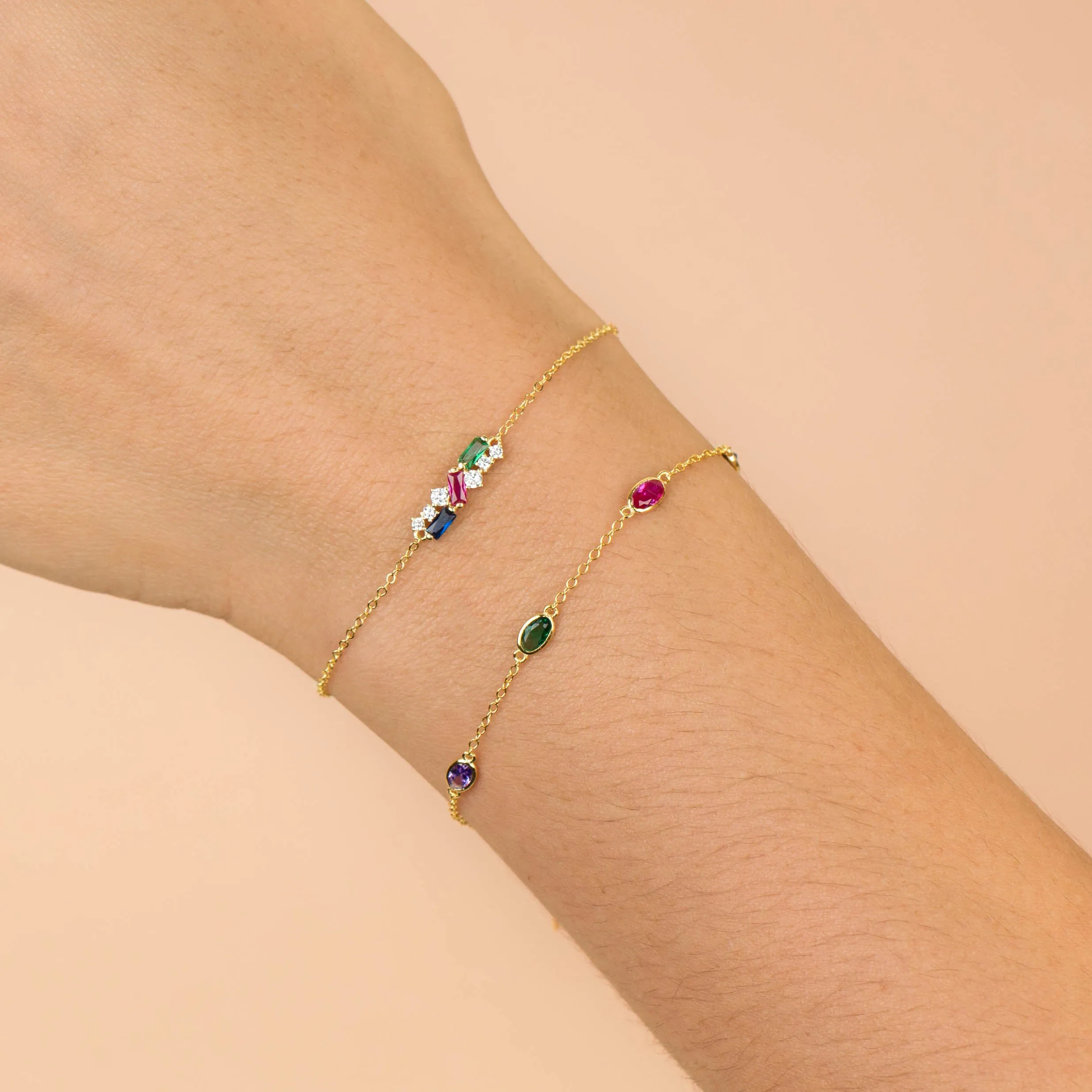 CZ Multi Color Baguette Bracelet