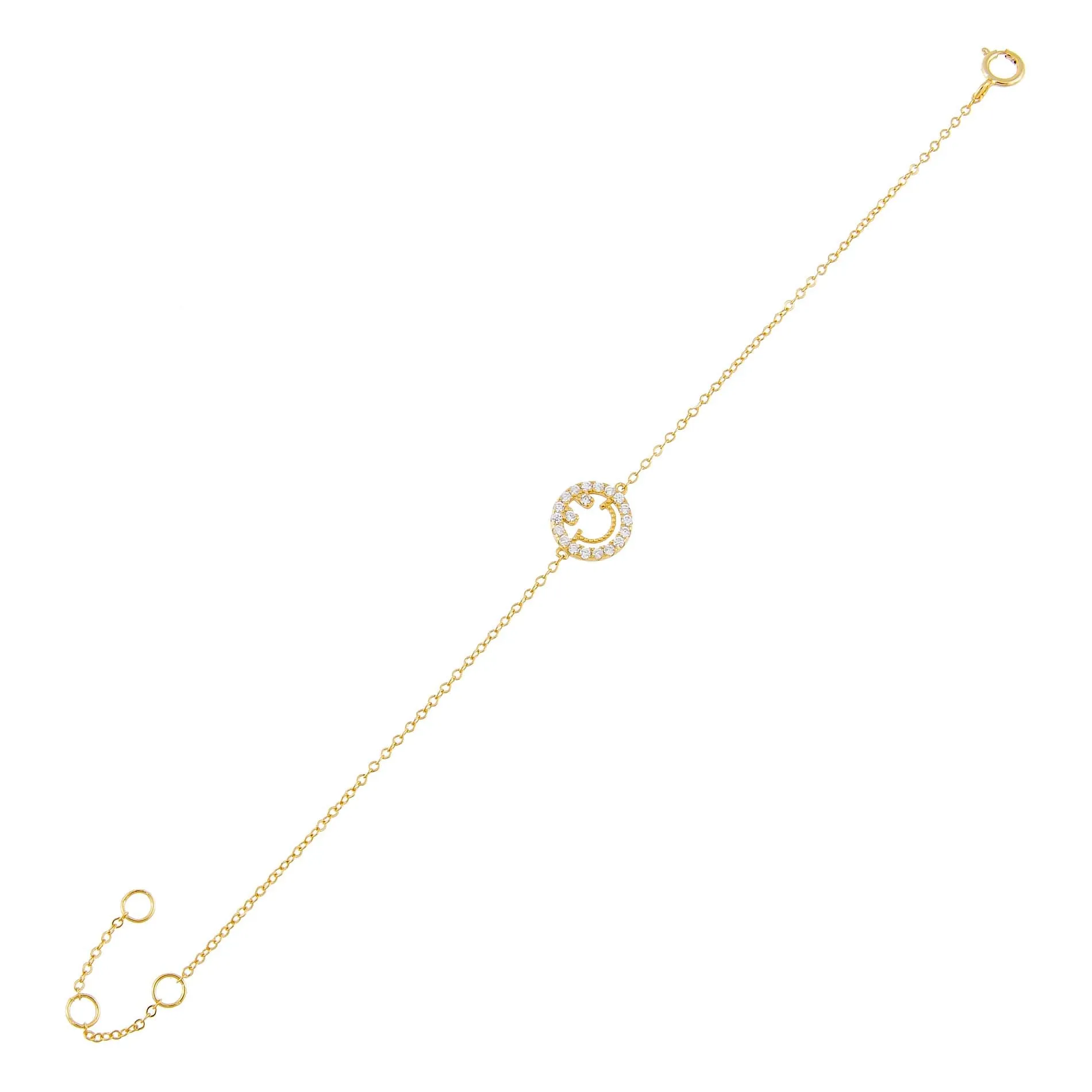 CZ Open Smiley Face Bracelet