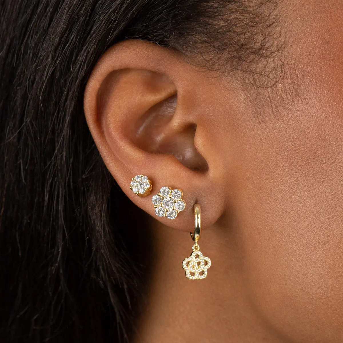 CZ Rose Flower Huggie Earring