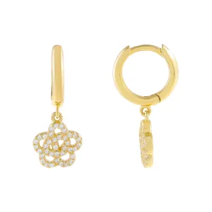 CZ Rose Flower Huggie Earring