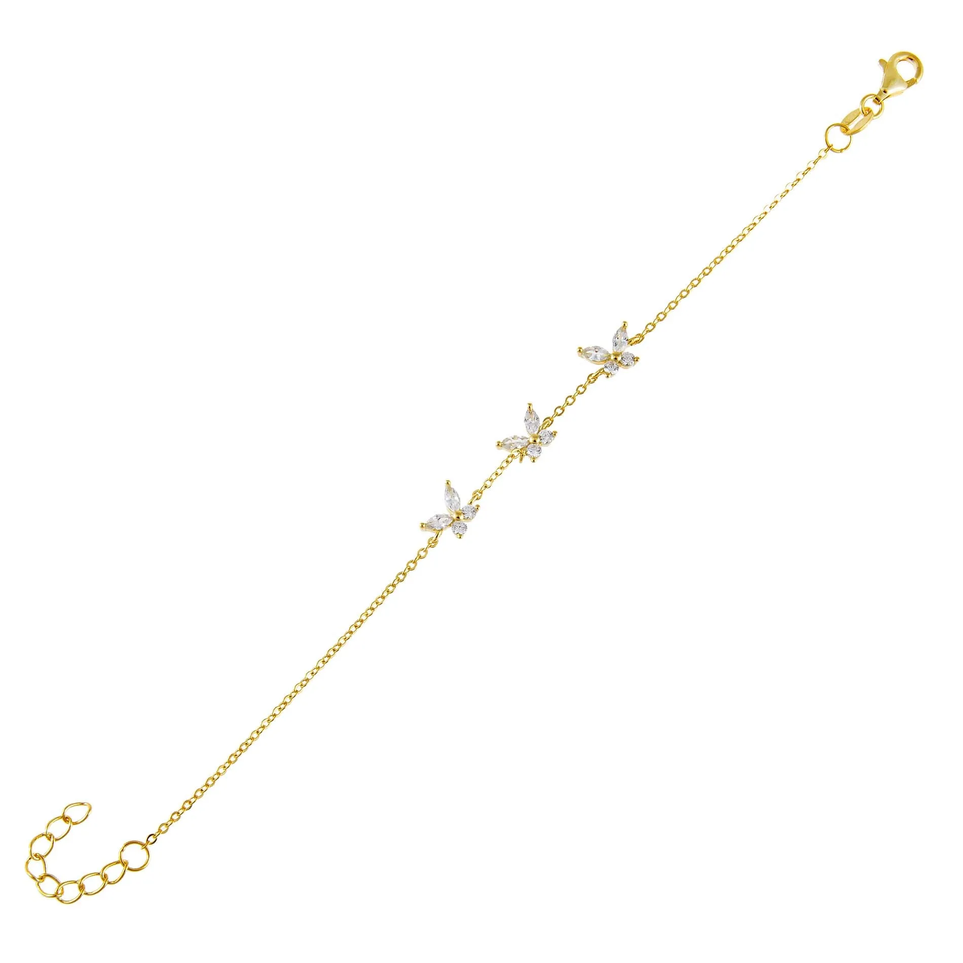 CZ Triple Butterfly Bracelet
