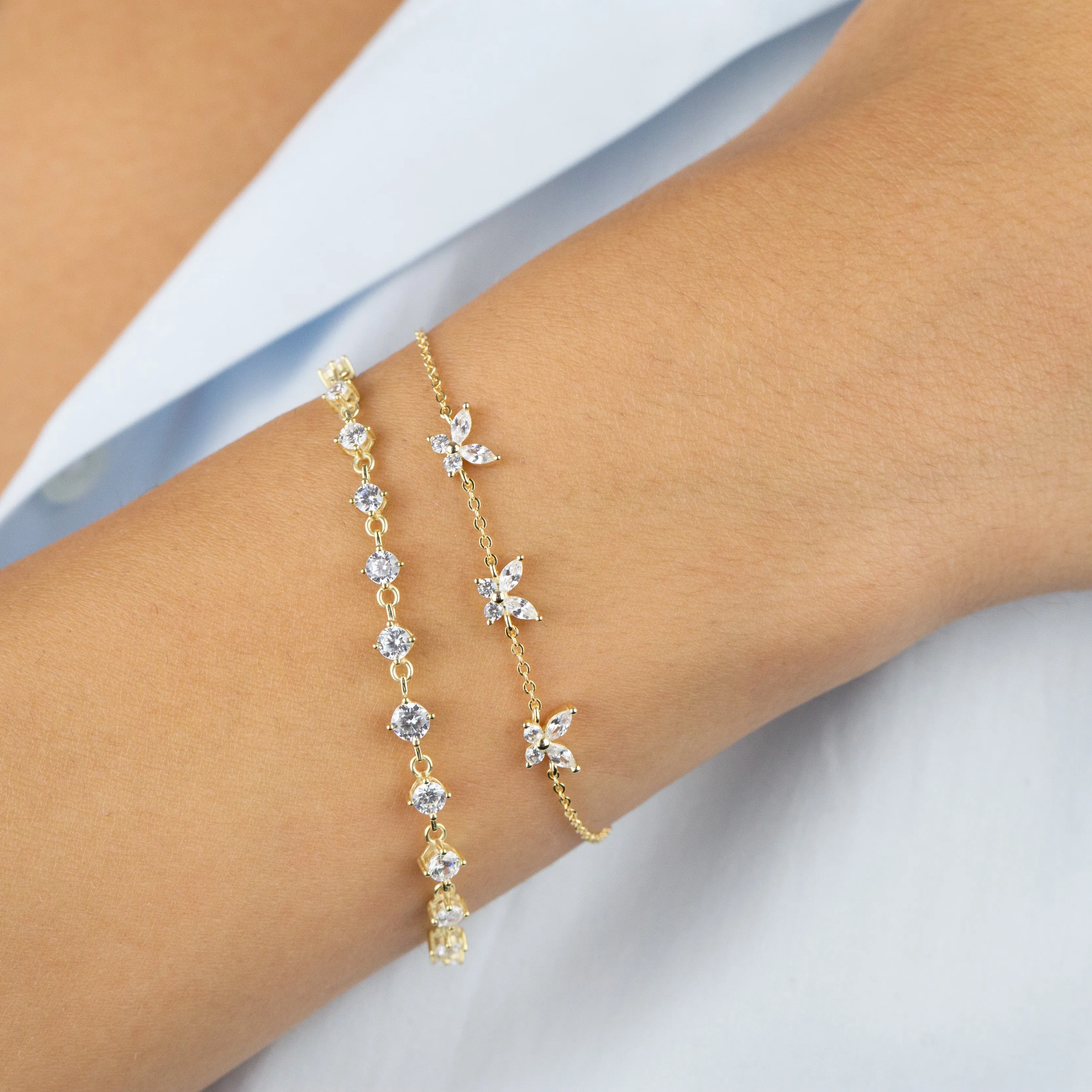 CZ Triple Butterfly Bracelet