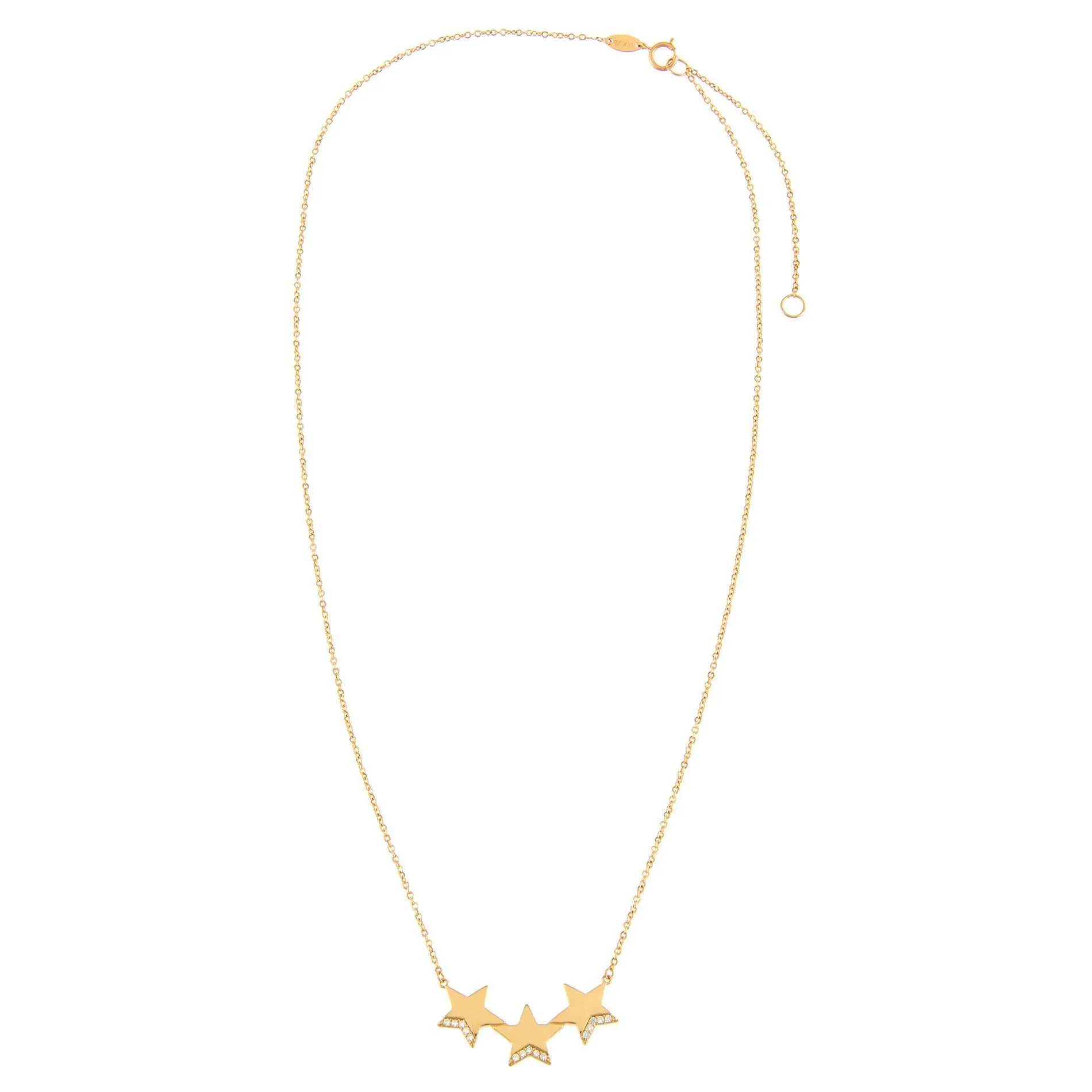 CZ Triple Star Necklace 14K