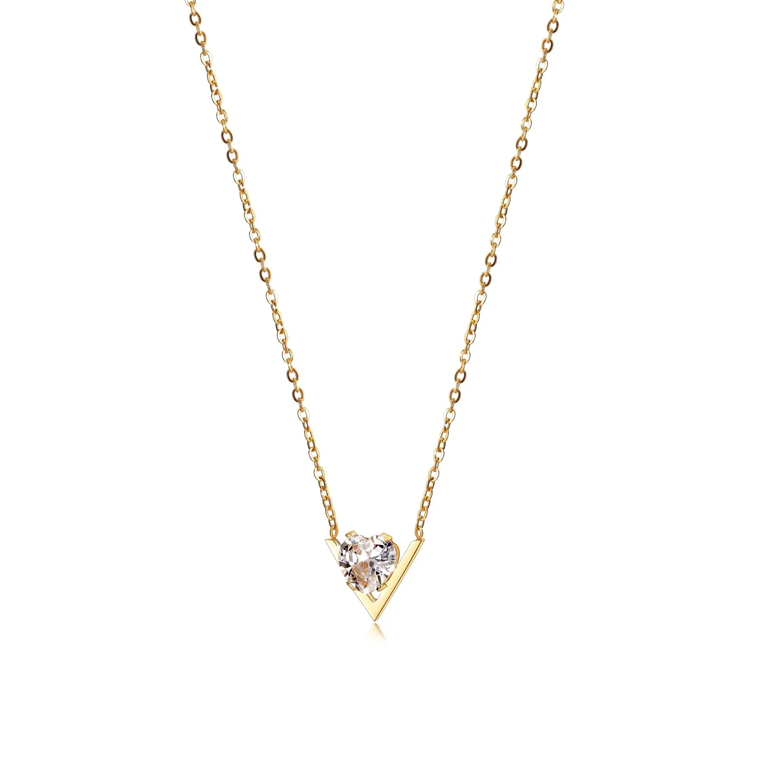 CZ V-Shaped Set Pendant Necklace
