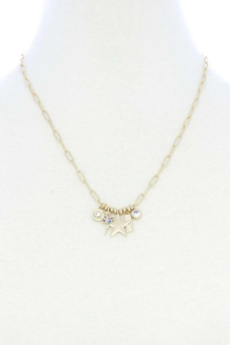 Dainty Star Lighting Bolt Charm Metal Necklace