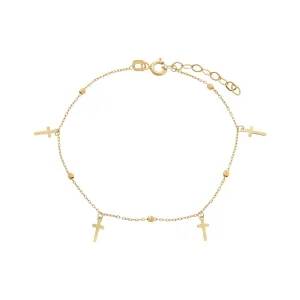 Dangling Cross Charms Bracelet 14K