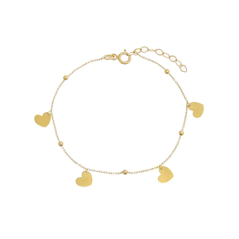 Dangling Heart Charm Bracelet 14K