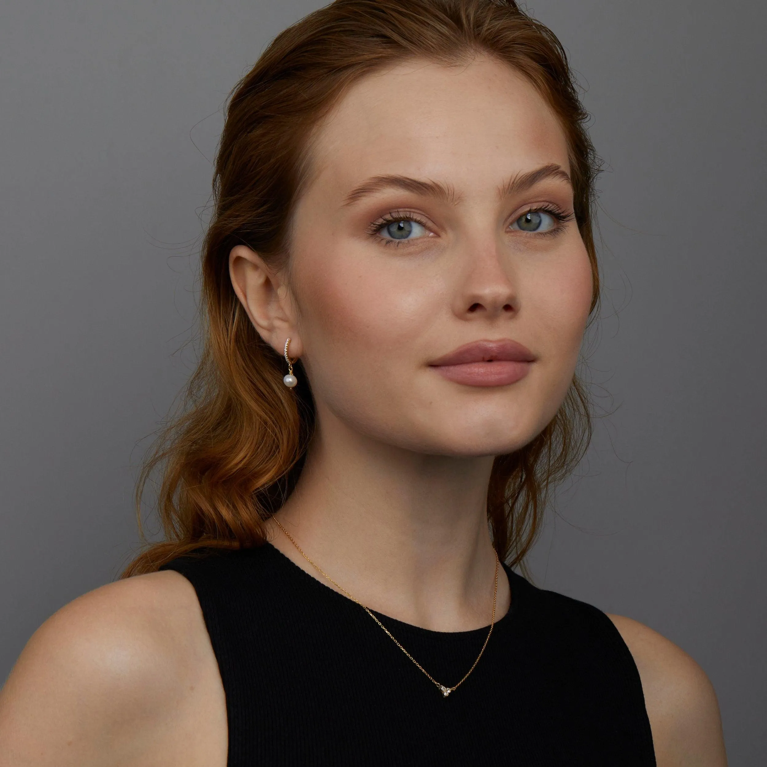 Dangling Pearl Pave Hoop Earrings - 18K Gold Vermeil