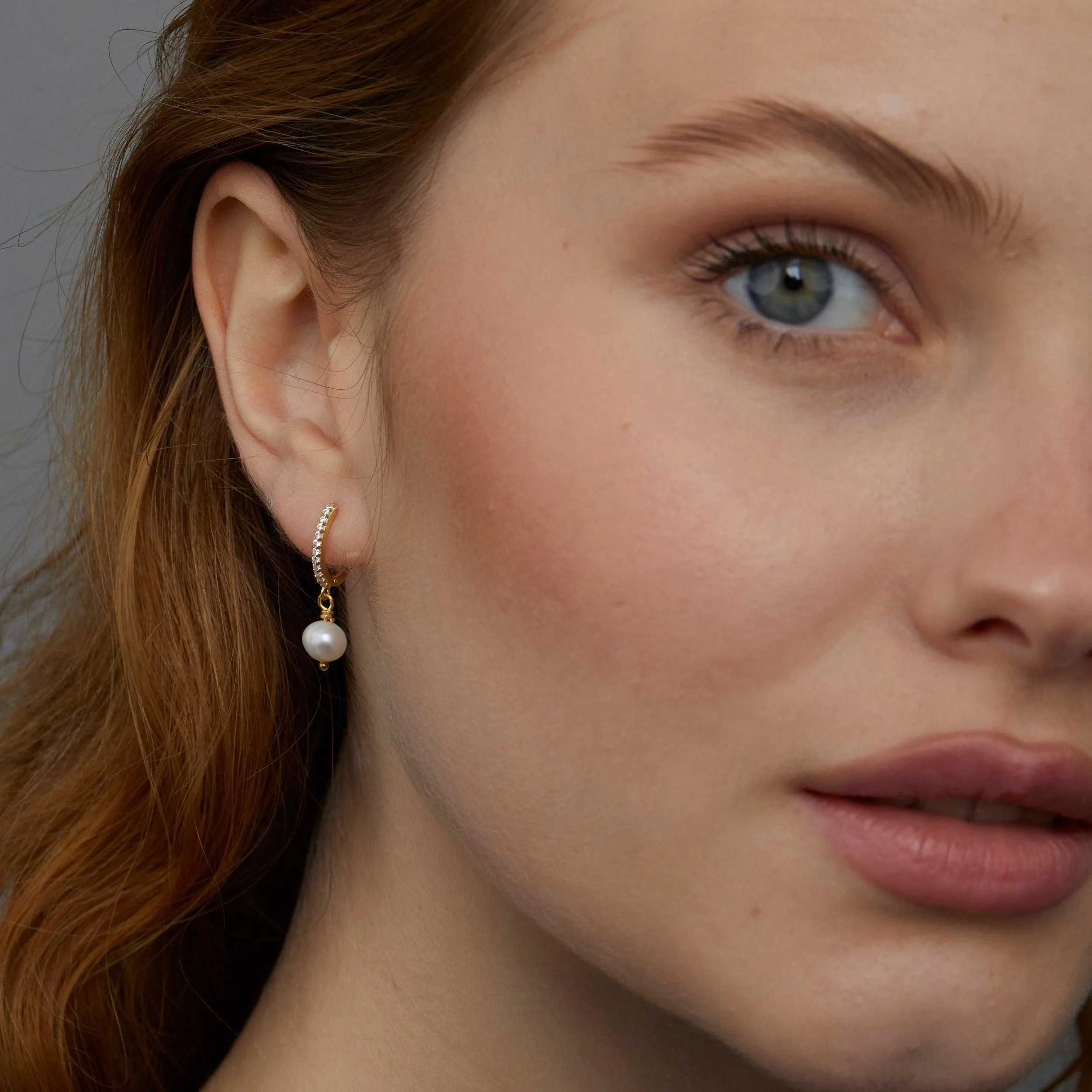Dangling Pearl Pave Hoop Earrings - 18K Gold Vermeil