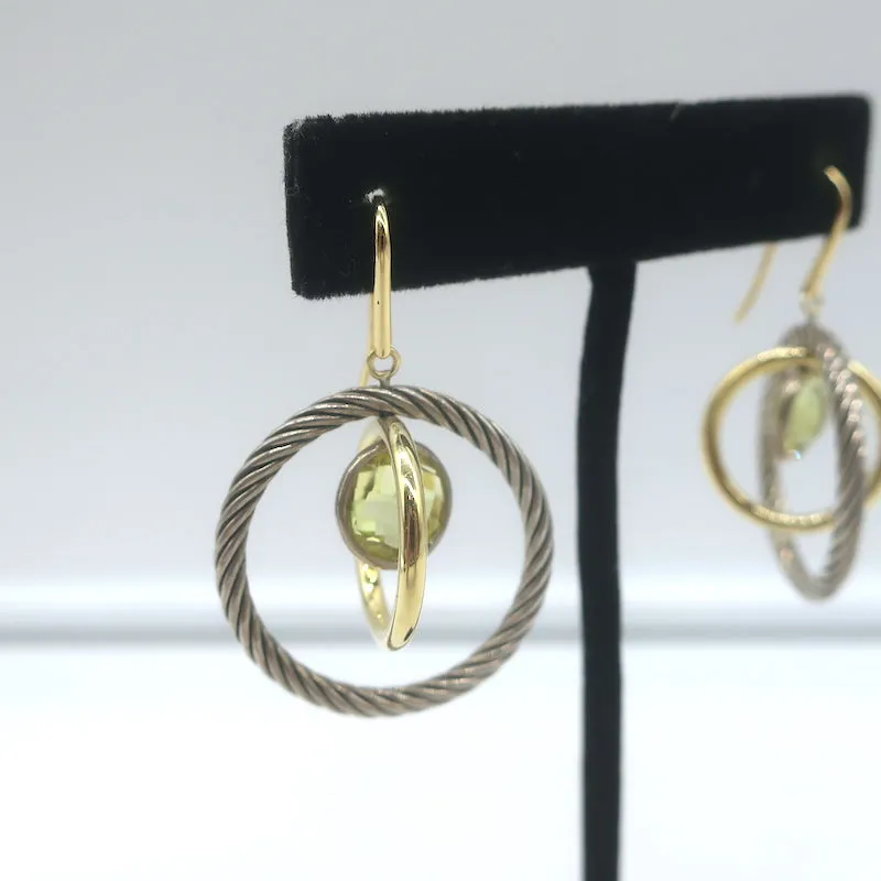 David Yurman Lemon Citrine Cable Mobile Earrings Sterling Silver & 18k Gold