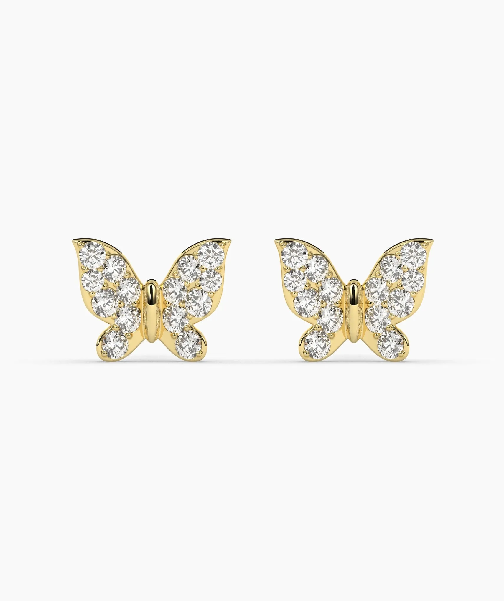 Dazzling Butterfly 14K Gold Stud Earrings