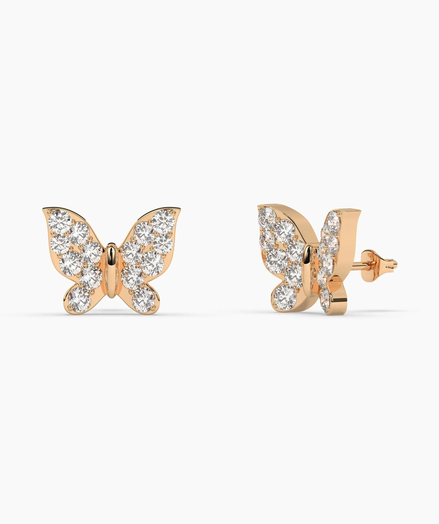 Dazzling Butterfly 14K Gold Stud Earrings