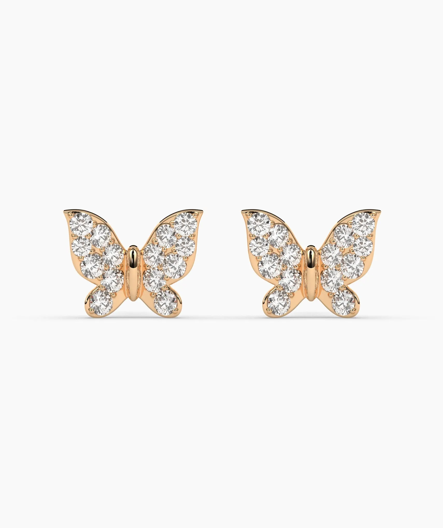 Dazzling Butterfly 14K Gold Stud Earrings