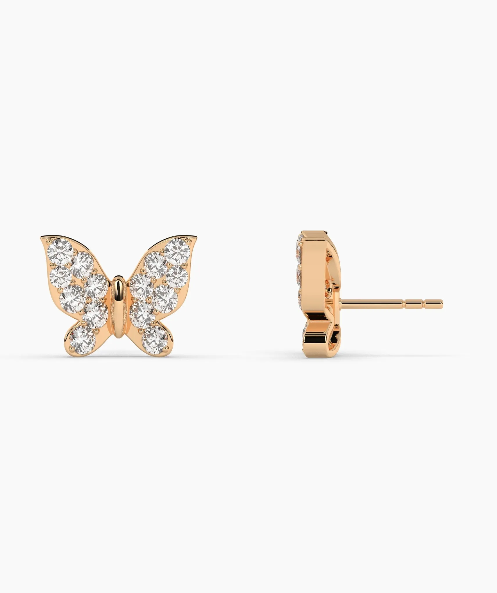 Dazzling Butterfly 14K Gold Stud Earrings