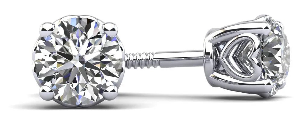 Dearest Sweetheart Diamond Stud Earrings with 1.50 ct.(finished) 5.7mm
