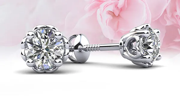 Dearest Sweetheart Diamond Stud Earrings with 1.50 ct.(finished) 5.7mm