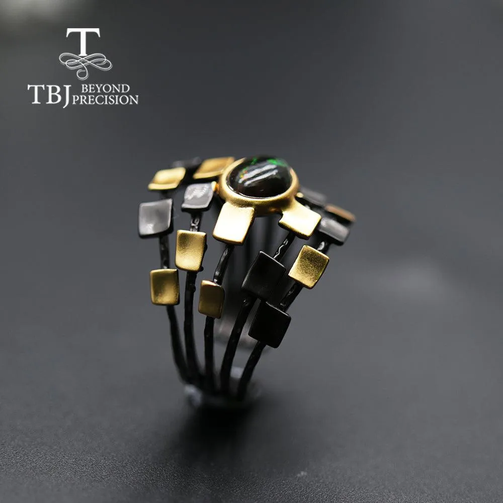 Designer Natural Black Opal Rings