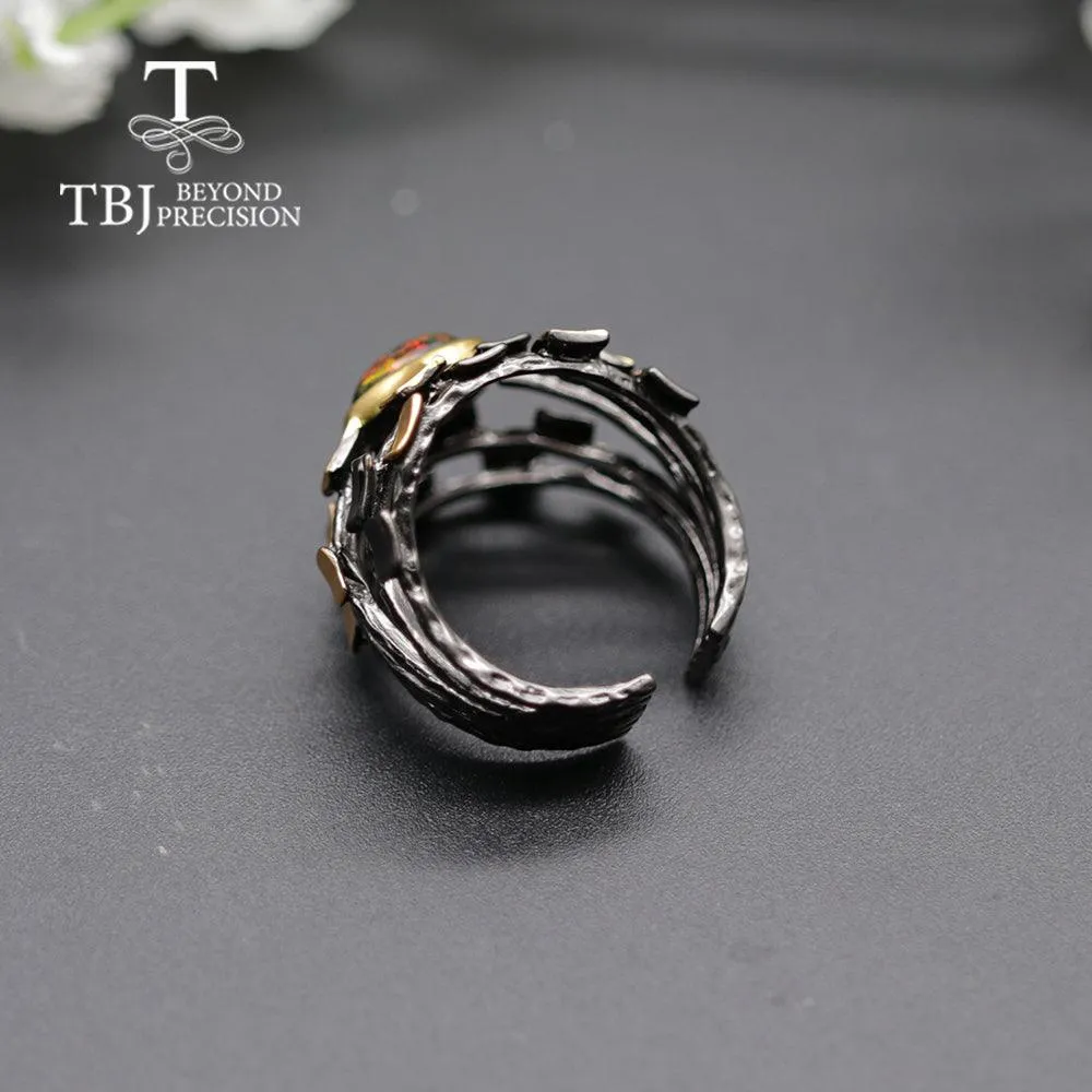 Designer Natural Black Opal Rings
